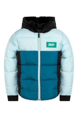 Doudoune à capuche Vert d’eau et bleu canard - DKNY