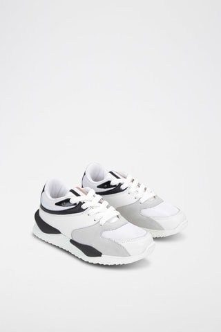 Baskets en cuir et cuir velours Blanc