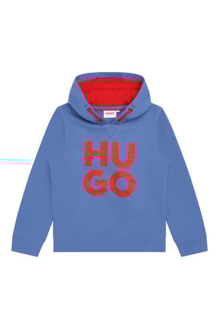 Sweat à capuche en coton biologique - Bleu et rouge