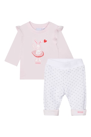 T-shirt et jogging en coton biologique - Rose et blanc