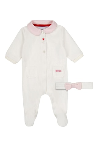 Grenouillère et bandeau en coton biologique - Ecru - Hugo Boss