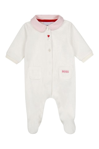 Grenouillère et bandeau en coton biologique - Ecru - Hugo Boss
