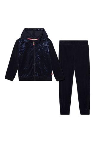 Sweat à capuche et jogging en velours Bleu nuit  - Billieblush
