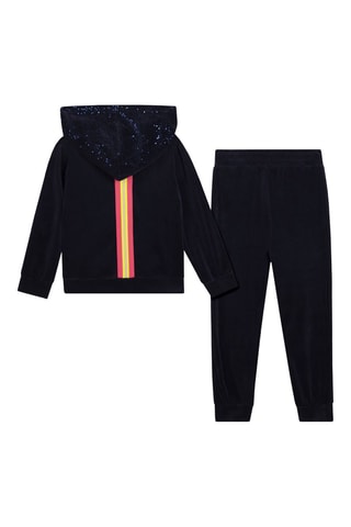 Sweat à capuche et jogging en velours Bleu nuit  - Billieblush