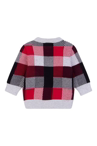 Pull - Gris clair chiné et rouge - Hugo Boss