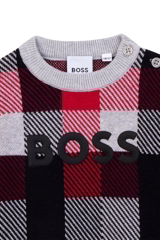 Pull - Gris clair chiné et rouge - Hugo Boss
