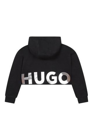 Sweat à capuche court en coton biologique - Noir - Hugo