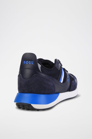 Baskets en cuir et croûte de cuir - Bleu marine - Boss