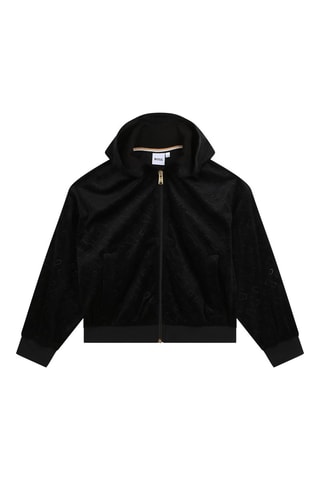 Sweat à capuche en velours - Noir - Boss