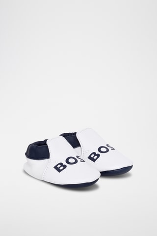 Chaussons en cuir - Blanc et bleu marine - Boss