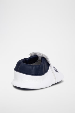 Chaussons en cuir - Blanc et bleu marine - Boss