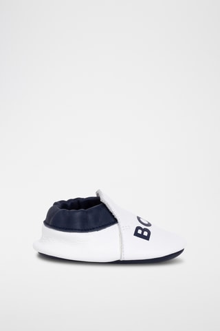 Chaussons en cuir - Blanc et bleu marine - Boss