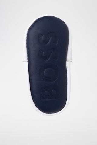 Chaussons en cuir - Blanc et bleu marine - Boss