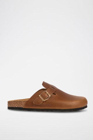 Sabots en cuir Camel