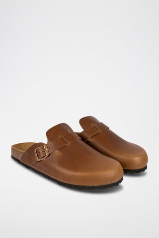 Sabots en cuir Camel