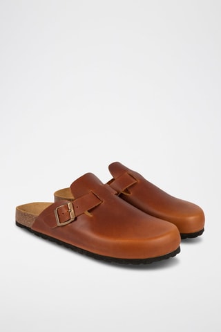 Sabots en cuir Camel