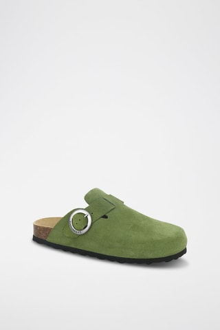 Mules en nubuck 
Vert