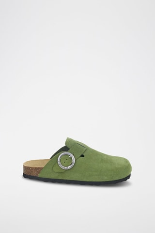 Mules en nubuck 
Vert