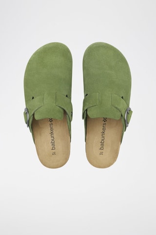 Mules en nubuck 
Vert