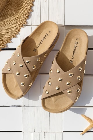 Mules en cuir - 
Beige