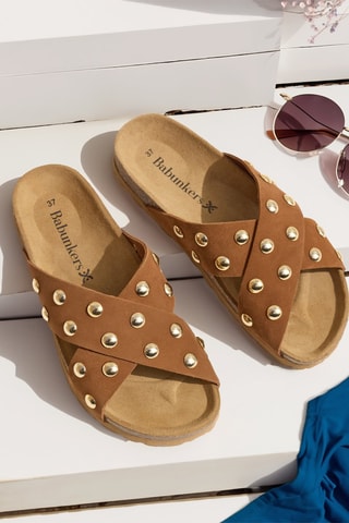 Mules en cuir - 
Marron