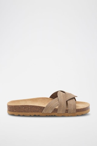 Mules en cuir - 
Marron