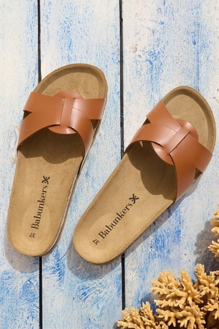 Mules en cuir - 
Marron