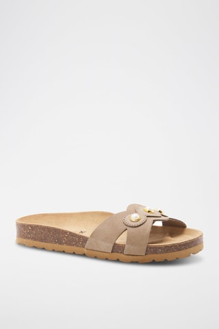 Mules en cuir - 
Marron