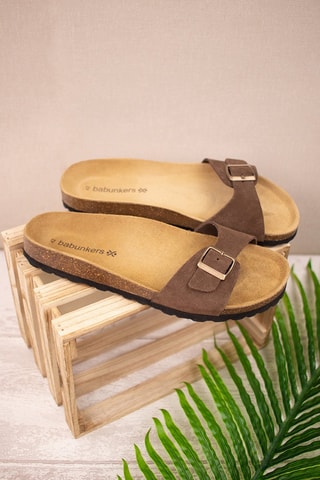 Mules en nubuck Marron