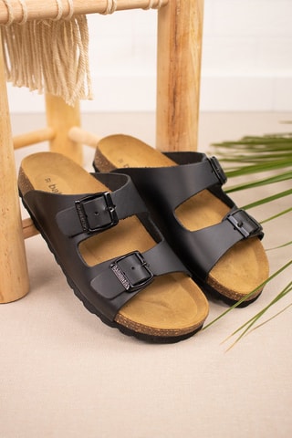 Mules en cuir Noir