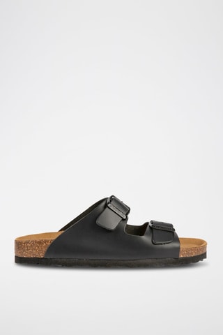 Mules en cuir Noir
