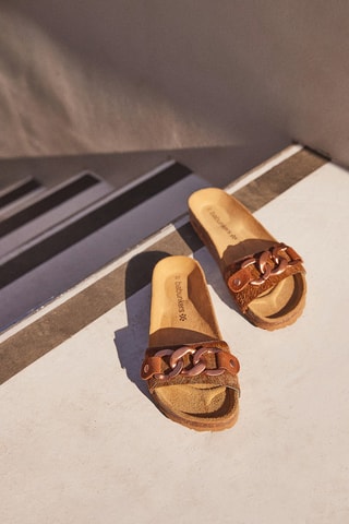 Mules en cuir Rosso Marron