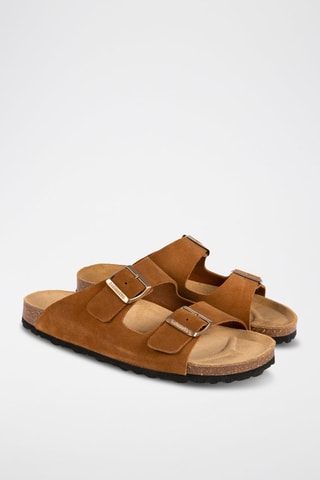 Mules en nubuck Camel