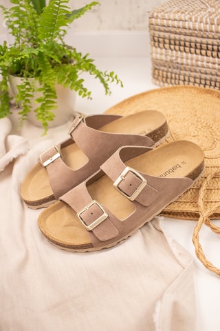 Mules en nubuck Taupe