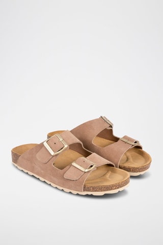 Mules en nubuck Taupe