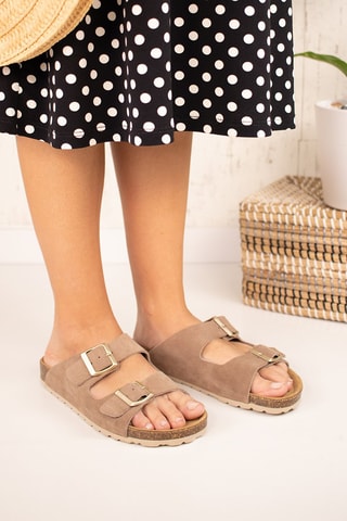 Mules en nubuck Taupe