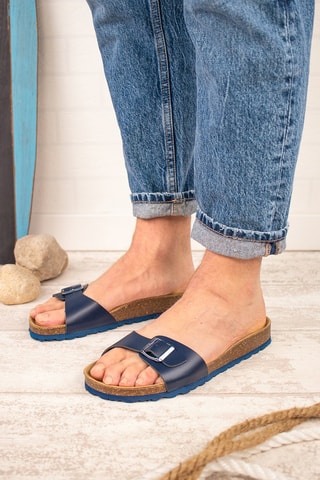 Mules en cuir Bleu marine