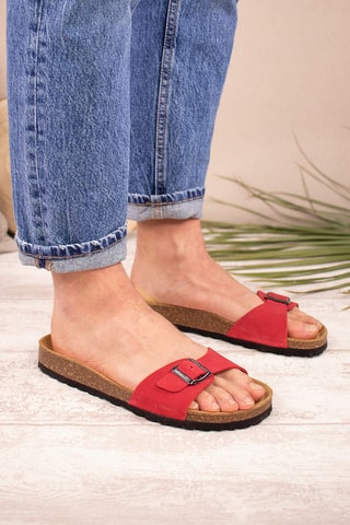 Mules en nubuck Rouge