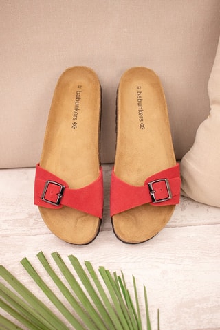 Mules en nubuck Rouge