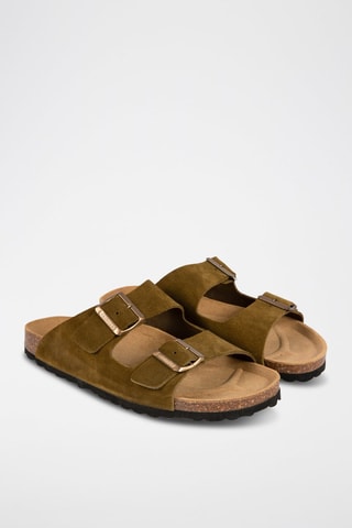 Mules en nubuck Kaki