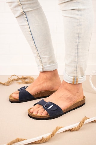 Mules en nubuck Bleu marine