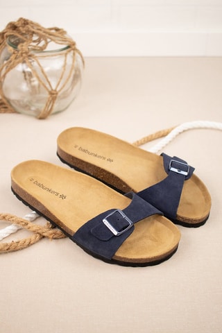 Mules en nubuck Bleu marine