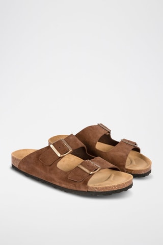 Mules en nubuck Marron