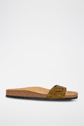 Mules en nubuck Kaki