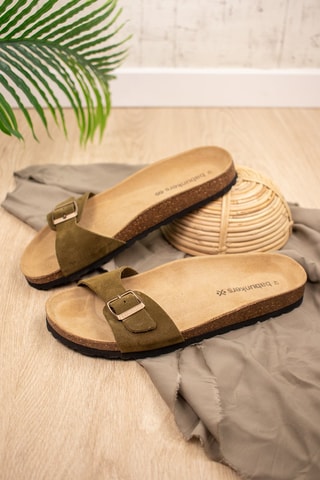 Mules en nubuck Kaki