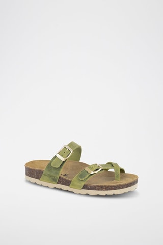 Mules en cuir 
Vert