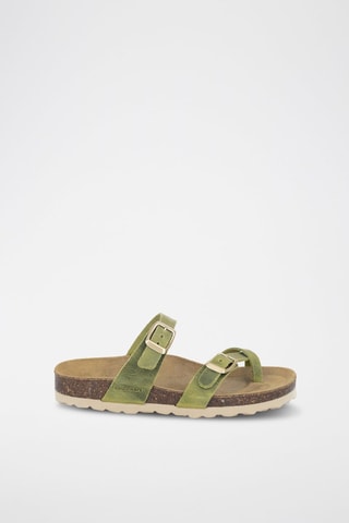 Mules en cuir 
Vert