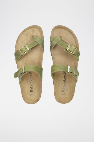 Mules en cuir 
Vert