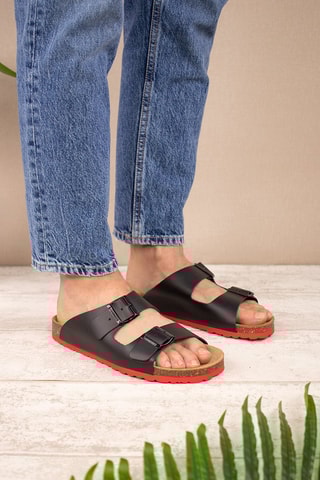 Mules en cuir Noir