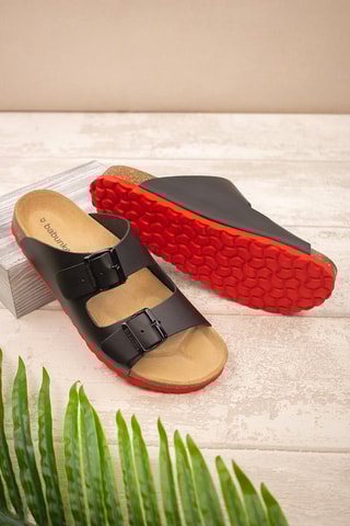 Mules en cuir Noir